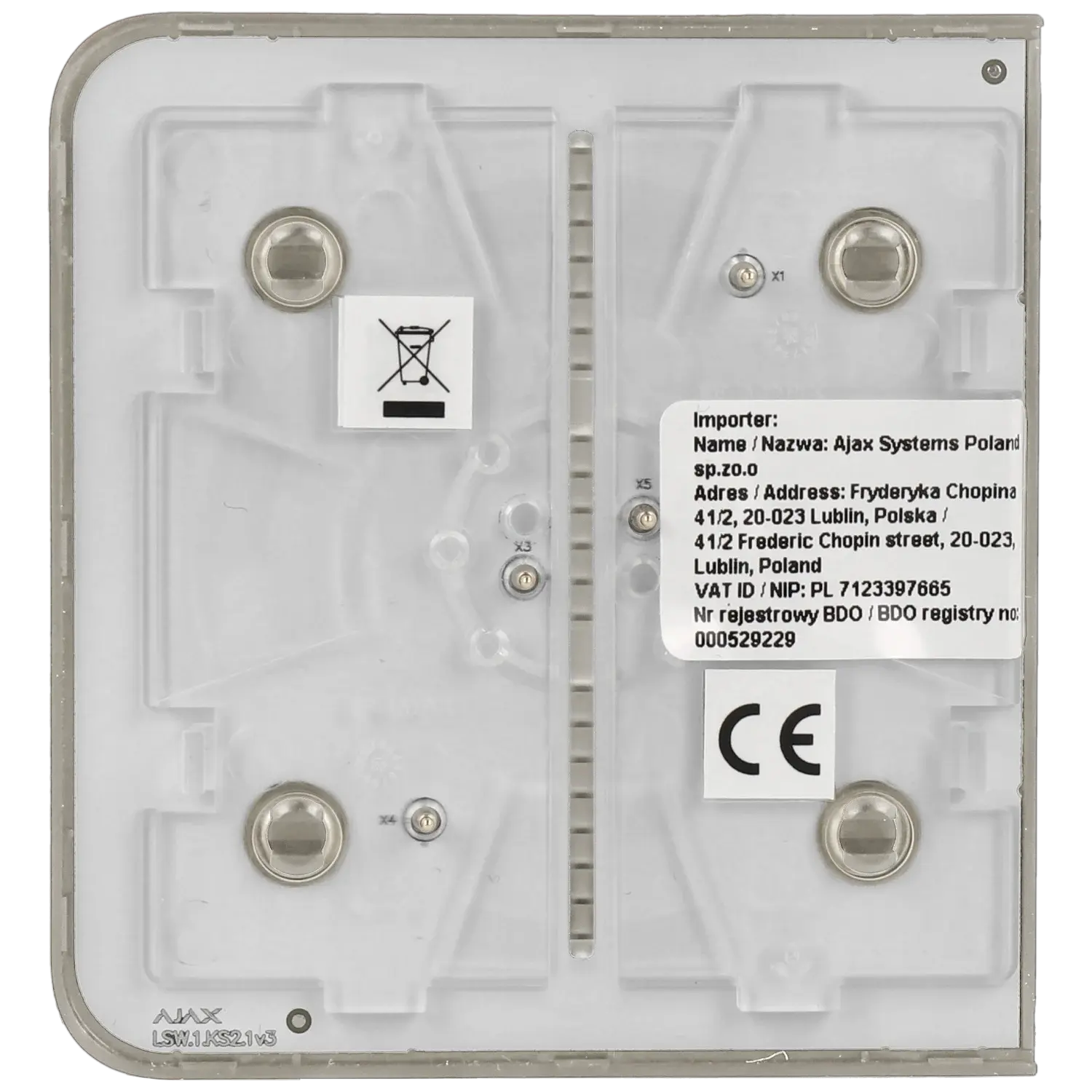 Panneau d'interrupteurs latéraux commutables AJAX / Référence SIDEBUTTON-1G2W-OLI TSA Distribution