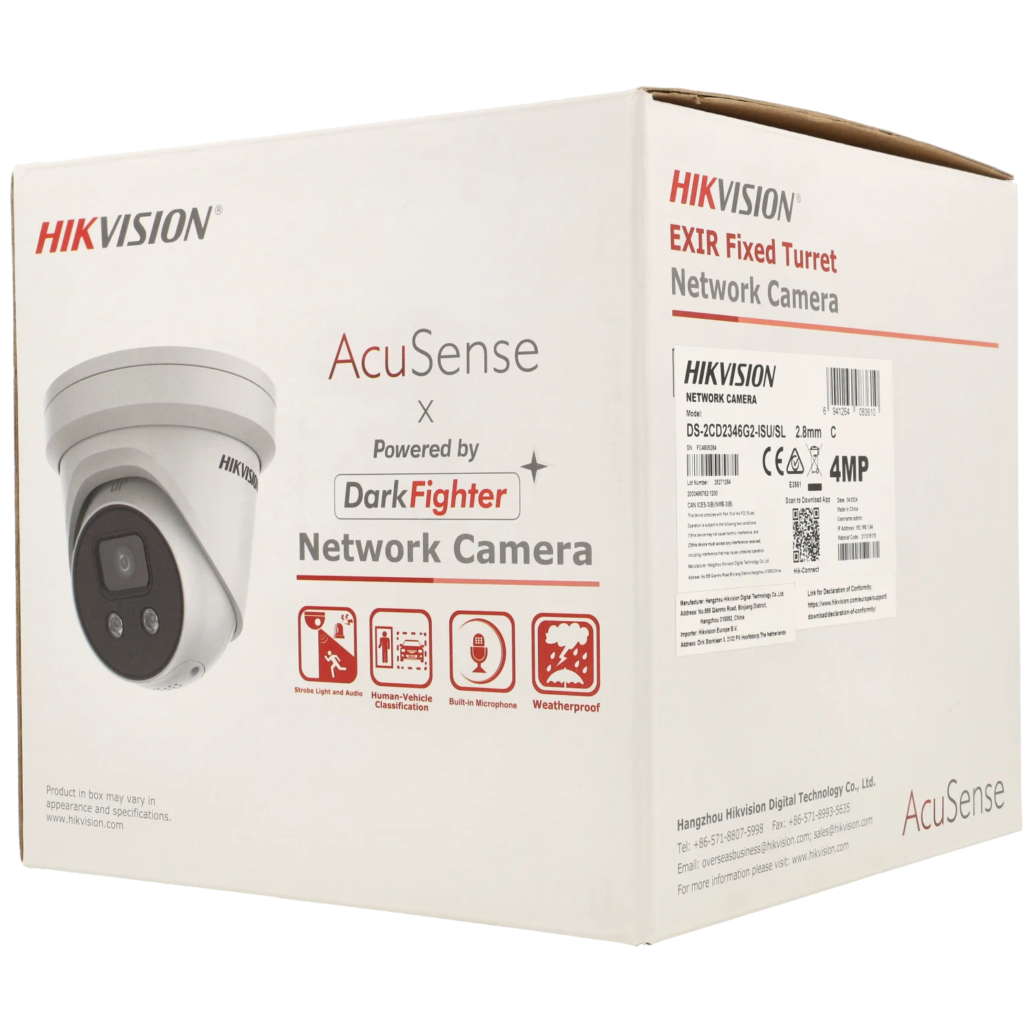 Caméra HIKVISION mini dôme IP avec 4 mégapixels et objectif fixe / Référence DS-2CD2346G2-ISU/SL