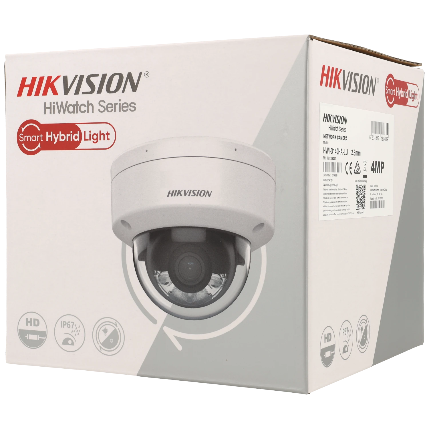 Caméra HIKVISION mini dôme IP avec 4 mégapixels et objectif fixe / Référence HWI-D140HA-LUC