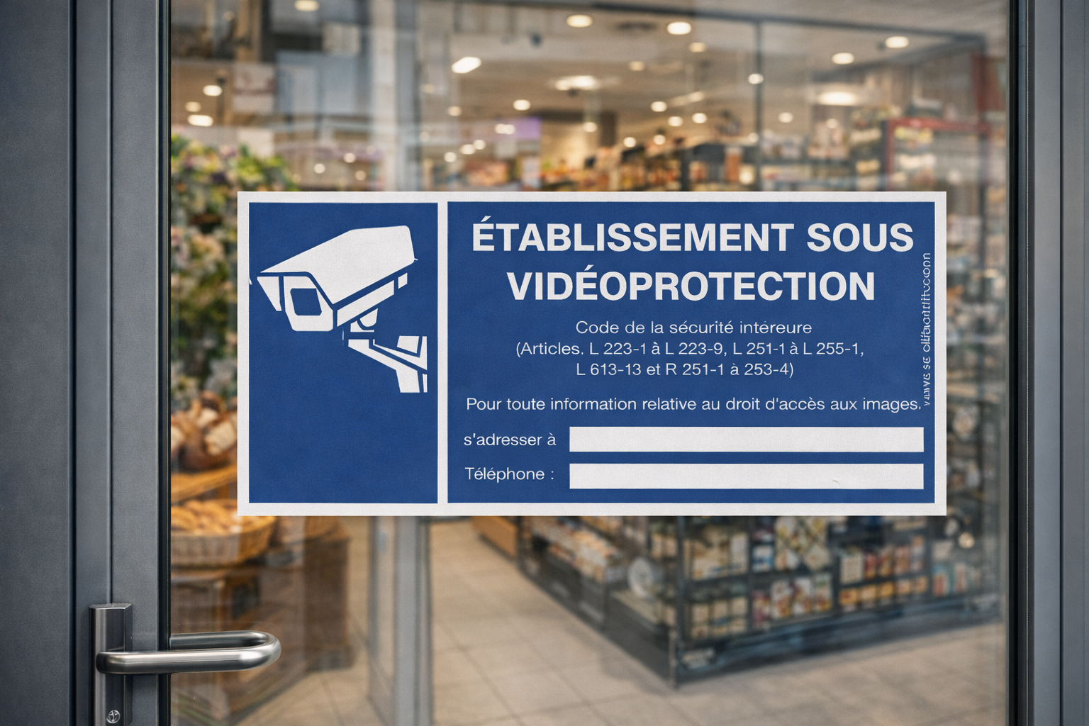 Panneau rectangulaire - Établissement sous vidéosurveillance / Référence PESV