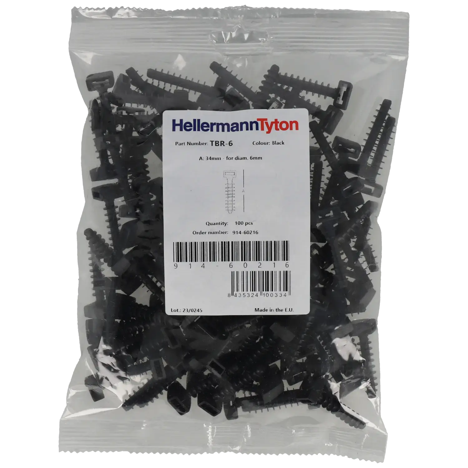 Bouchon à bride 6 mm 100 pcs / Référence A-WALLPLUG-6-B TSA Distribution