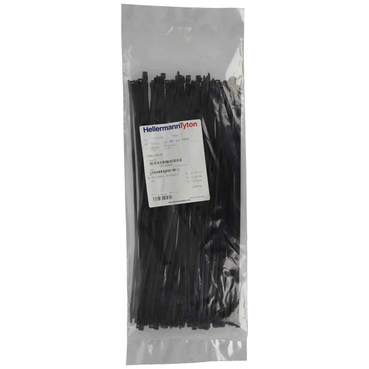Bride 300 x 3.6 mm 100 pcs / Référence A-CABLE-TIE-300X3.6-B TSA Distribution