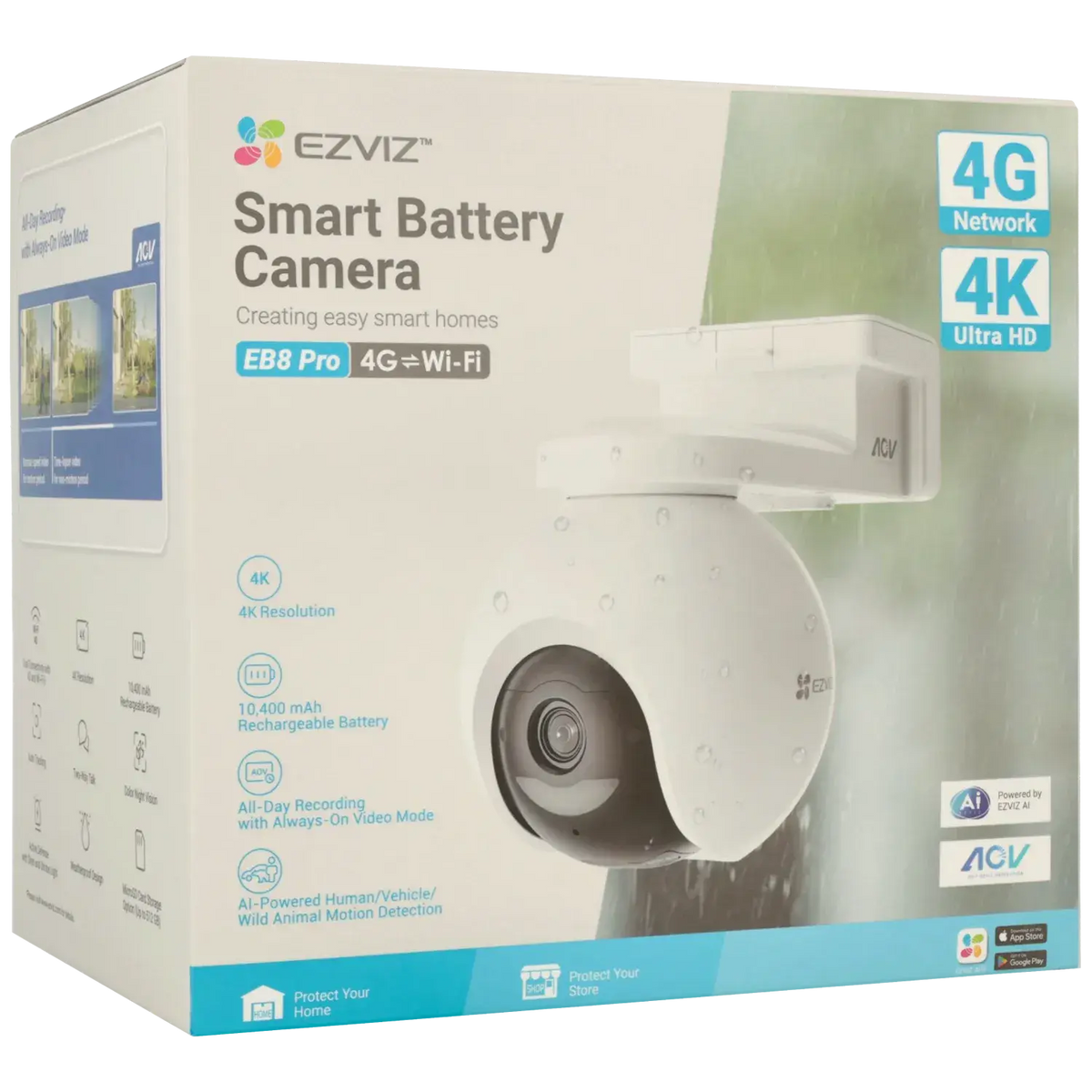 Caméra EZVIZ PTZ IP avec 8 mégapixels et objectif fixe / Référence EB8-4G-4K