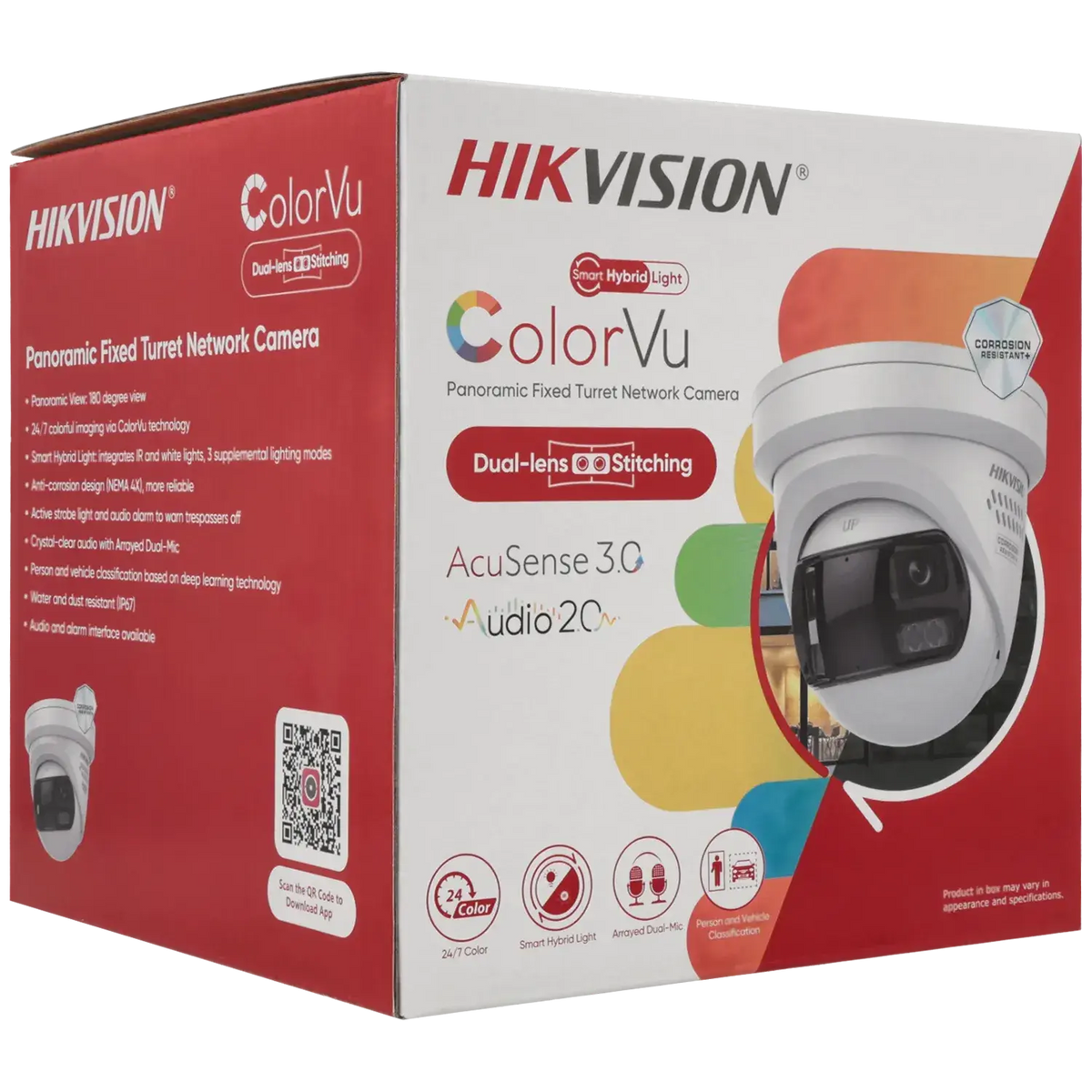 Caméra panoramique HIKVISION IP 8 mégapixels à optique fixe / Référence DS-2CD2387G3P-LIS2UY/SRB(180°)