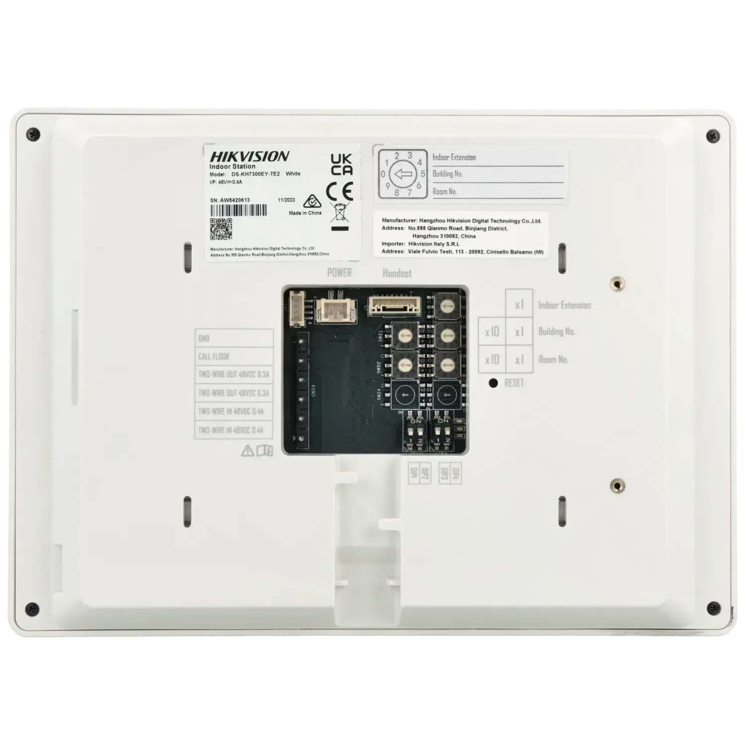 Moniteur HIKVISION 2 fils 7" / Référence DS-KH7300EY-TE2-W