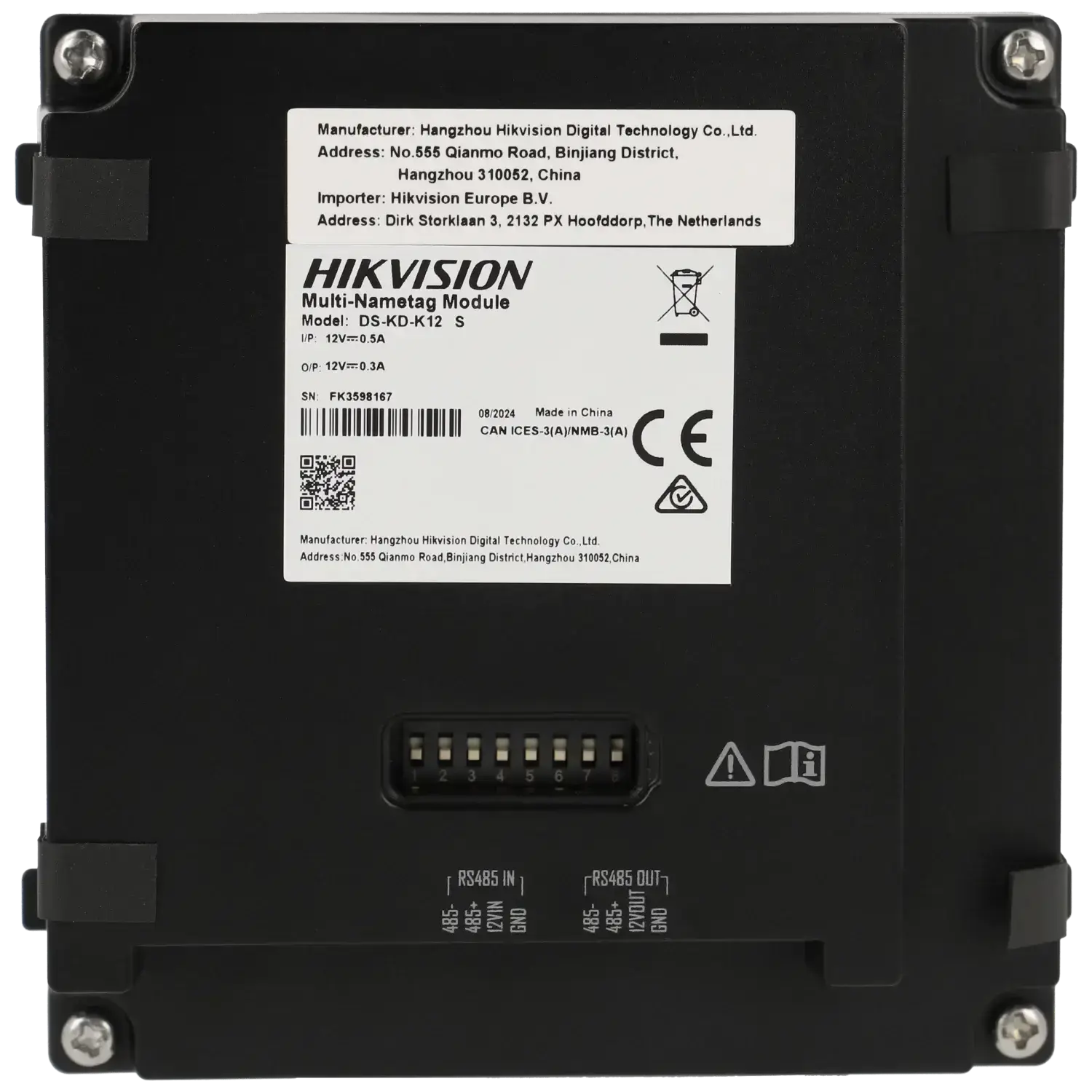 Station extérieure HIKVISION modulaire pour vidéo portier IP à 12 boutons / Référence DS-KD-K12/S