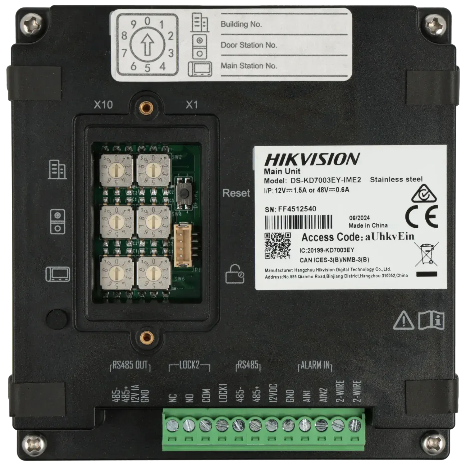 Vidéo portier HIKVISION 2 fils avec caméra / Référence DS-KD7003EY-IME2