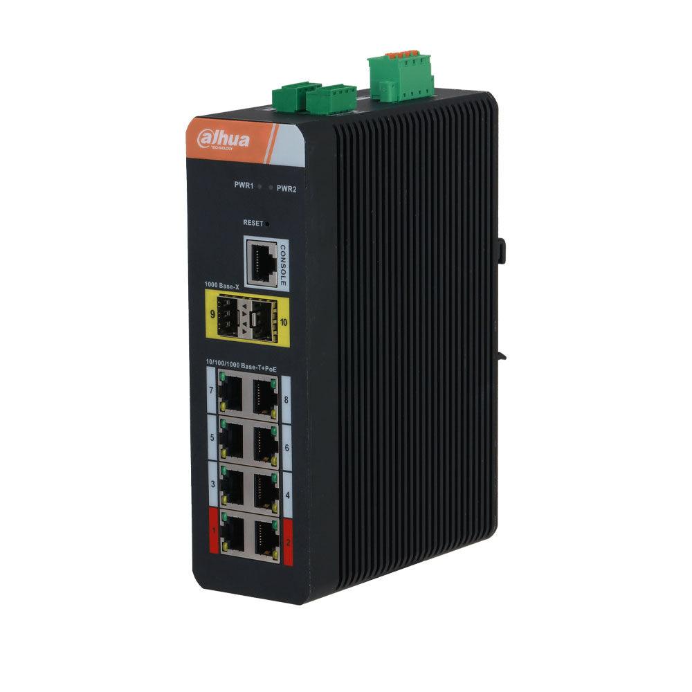 Commutateur industriel L2 10 ports avec 8 ports PoE DAHUA / Reference DH-IS4210-8GT-120