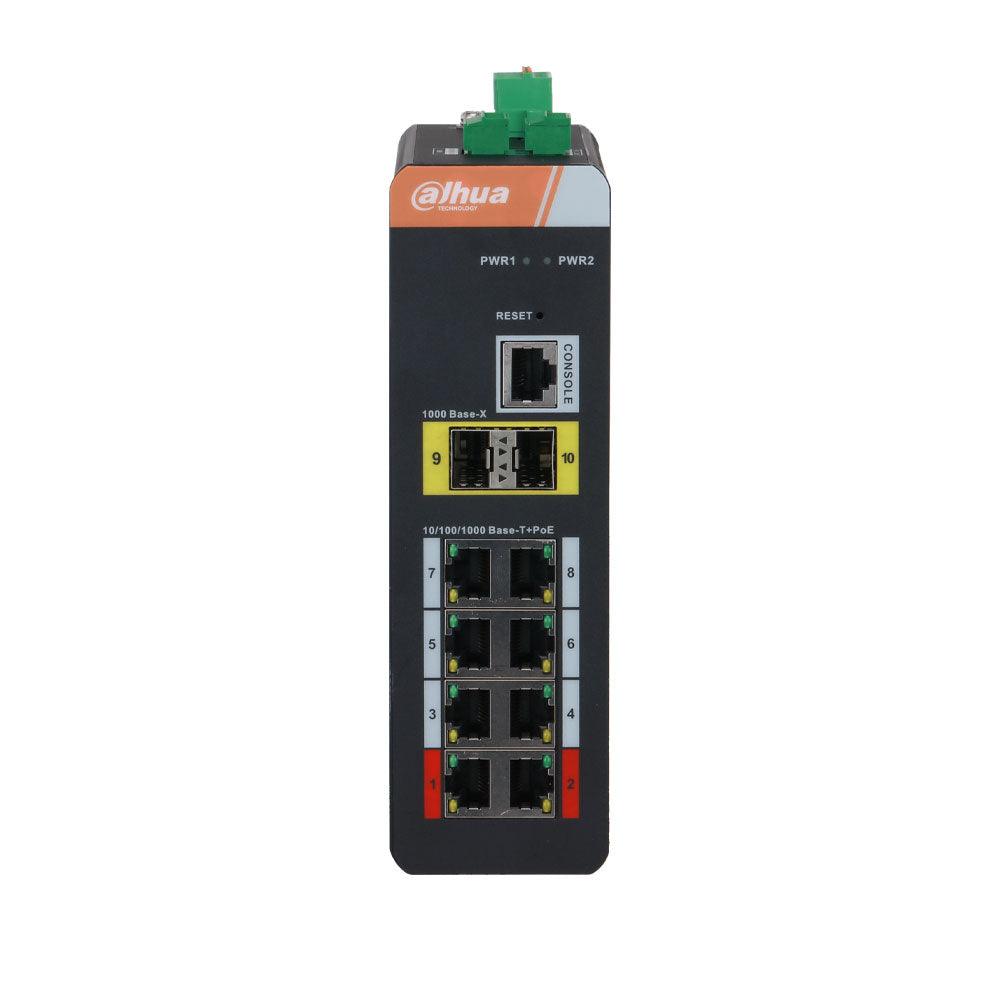 Commutateur industriel L2 10 ports avec 8 ports PoE DAHUA / Reference DH-IS4210-8GT-120