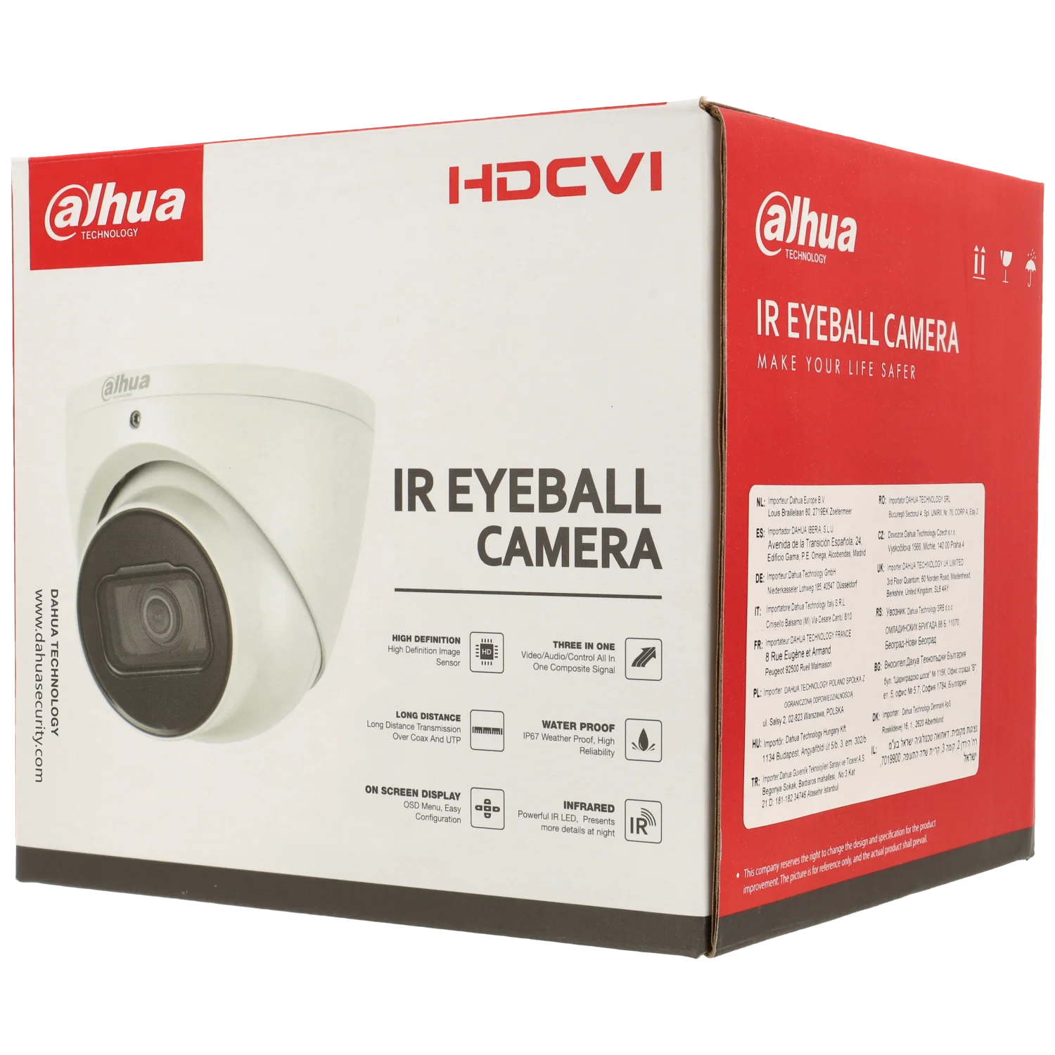 Caméra mini dôme hd-cvi avec 8 mégapixels et objectif fixe / Référence HAC-HDW2802T-A-S2-DIP TSA Distribution