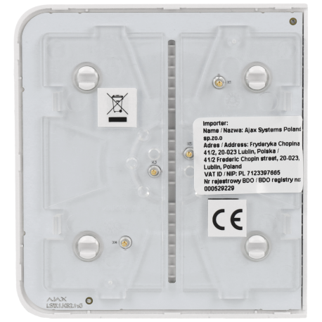 Panneau d'interrupteurs latéraux commutables AJAX / Référence SIDEBUTTON-1G2W-W