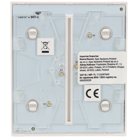 Double panneau d'interrupteurs central AJAX / Référence CENTERBUTTON-2G-W