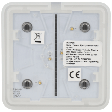 Interrupteur du panneau de commande AJAX / Référence SOLOBUTTON-1G2W-GRE