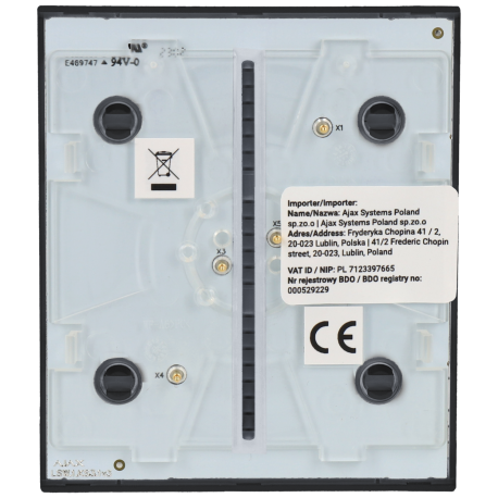Panneau d'interrupteurs central commutable AJAX / Référence CENTERBUTTON-1G2W-GRA
