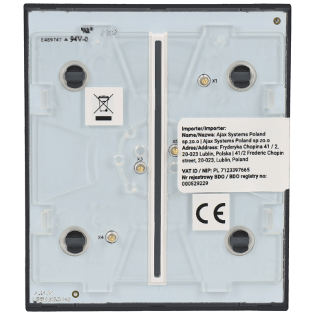 Double panneau d'interrupteurs central AJAX / Référence CENTERBUTTON-2G-GRA